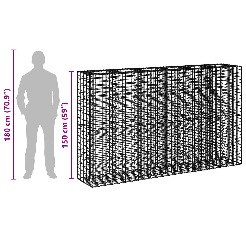 Gabion Raised Bed Set 3 Pcs Silver 250 X 50 X 150 Cm