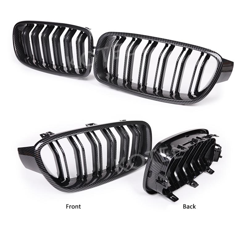 For BMW 3 Series F30 F31 F35 13-19 Carbon Fiber Double Slat Grills Front Kidney Grille Racing Bumper Cover Car Accessories