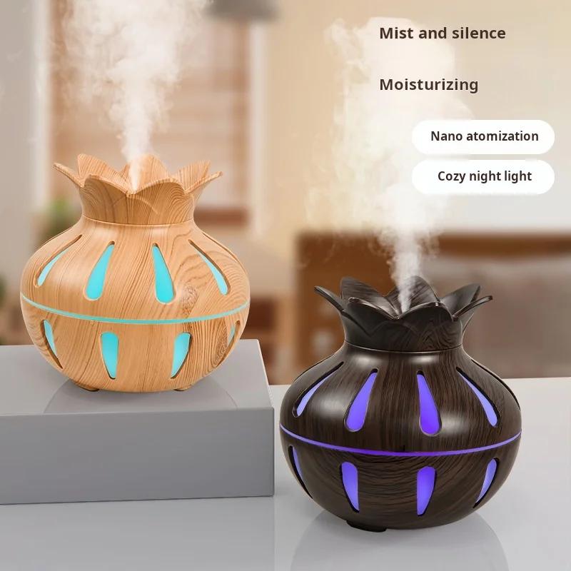 Lotus Hollow Humidifier, Colorful Night Light Aromatherapy Machine, Atomizer, USB Home Desktop Humidifier, Water Replenishing De