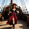 Pirate Costume Accessories Renaissances Medieval Pirate Head Scarf,Hat Necklace Eye Patches Cosplay Halloween Costume