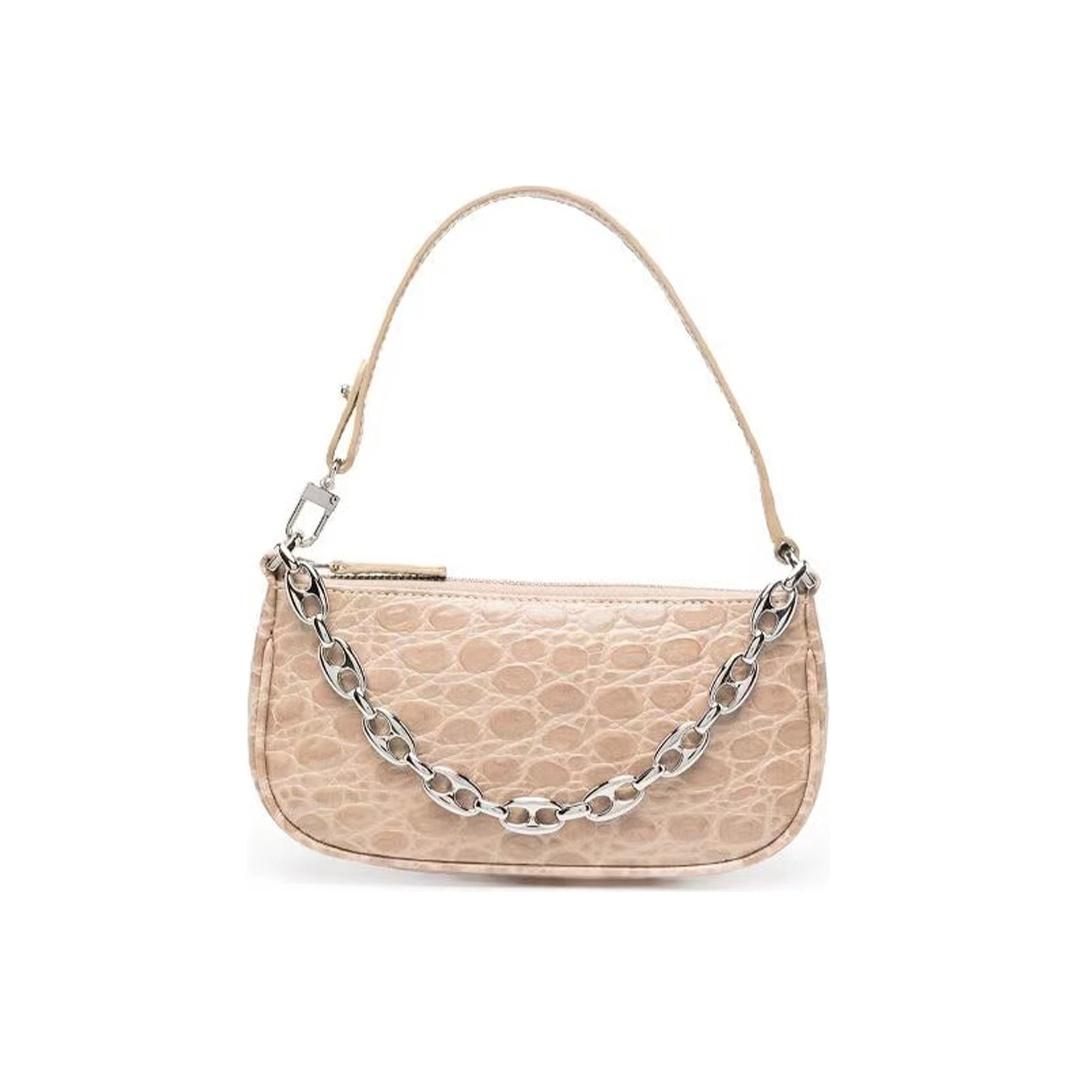 

By Far Mini Rachel Textured Chain Zip Leather Shoulder Bag Women Handbags Beige 21CRMIRACLYDSMA Basic Set (Bag+Dust Bag)