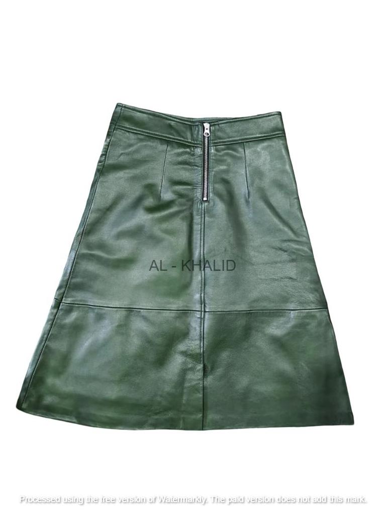 Green Genuine Leather Party Stylish 100% Lambskin Handmade Skirt For Women's Wear