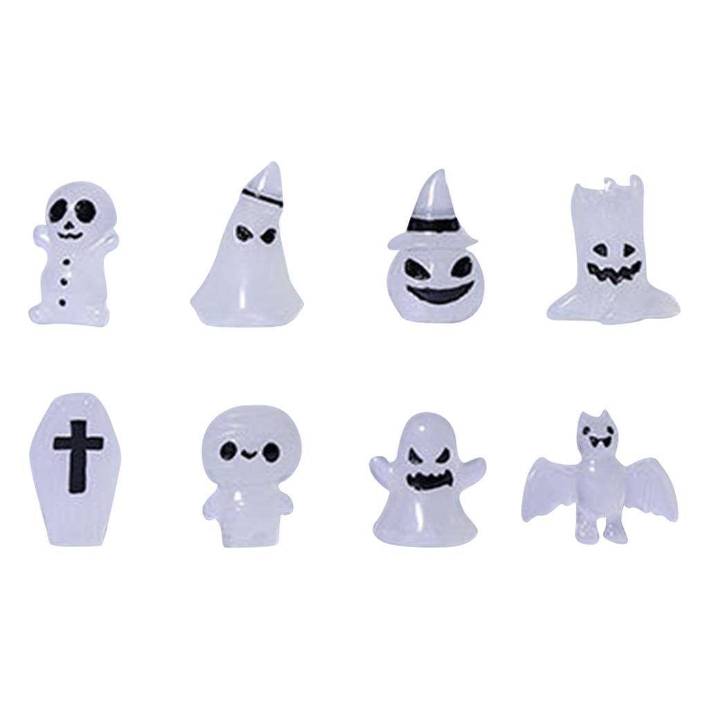 Halloween Decorations, Set Of 8 Small Glow-in-the-Dark Figurines; Pumpkin, Christmas Ornaments