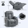 Reclining Massage and Heating Chair, Adjustable Backrest, Swivel, 82 x 99 x 103 cm, Light Gray