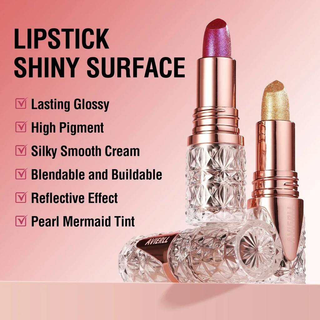 Pearlescent Lipstick Fine Glitter Moisturizing Silky Mermaid Girl Pink Long-Lasting Waterproof Lip Gloss Lip Makeup