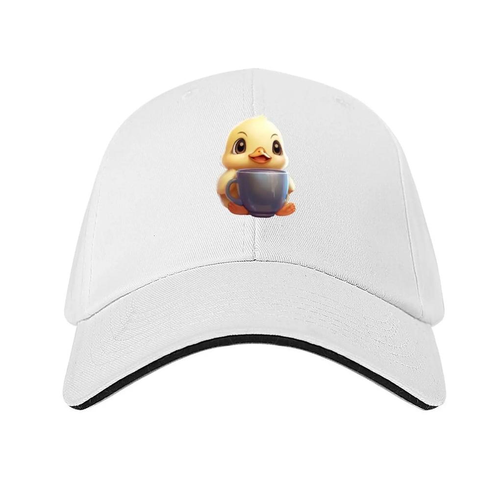 Cute duck with coffee Baseball Cap sun caps New In Hat Horse Hat Golf Hat Mens Womens