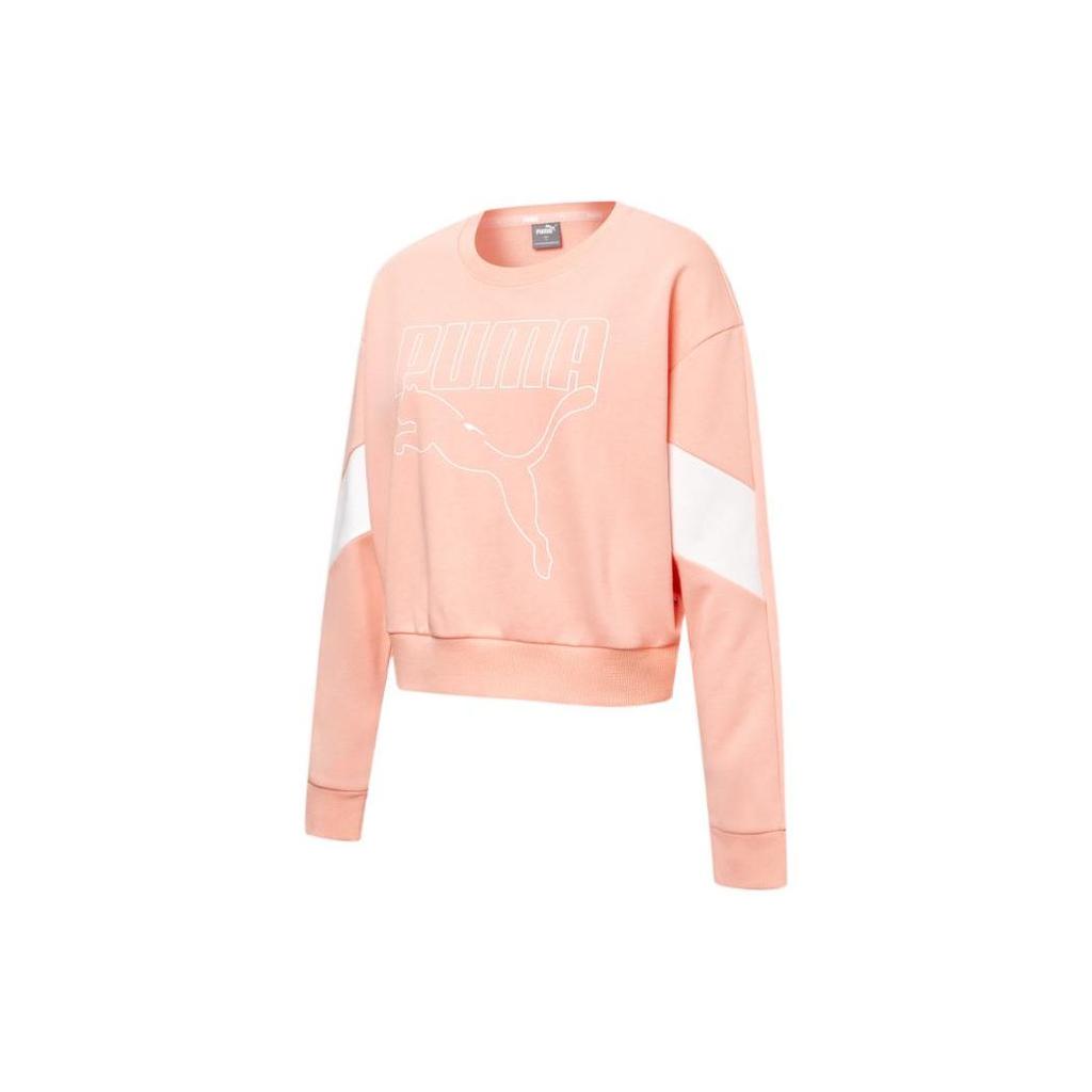 Puma Printed Big Logo Crew Neck Sweatshirt Women Tops Pink 845607-26