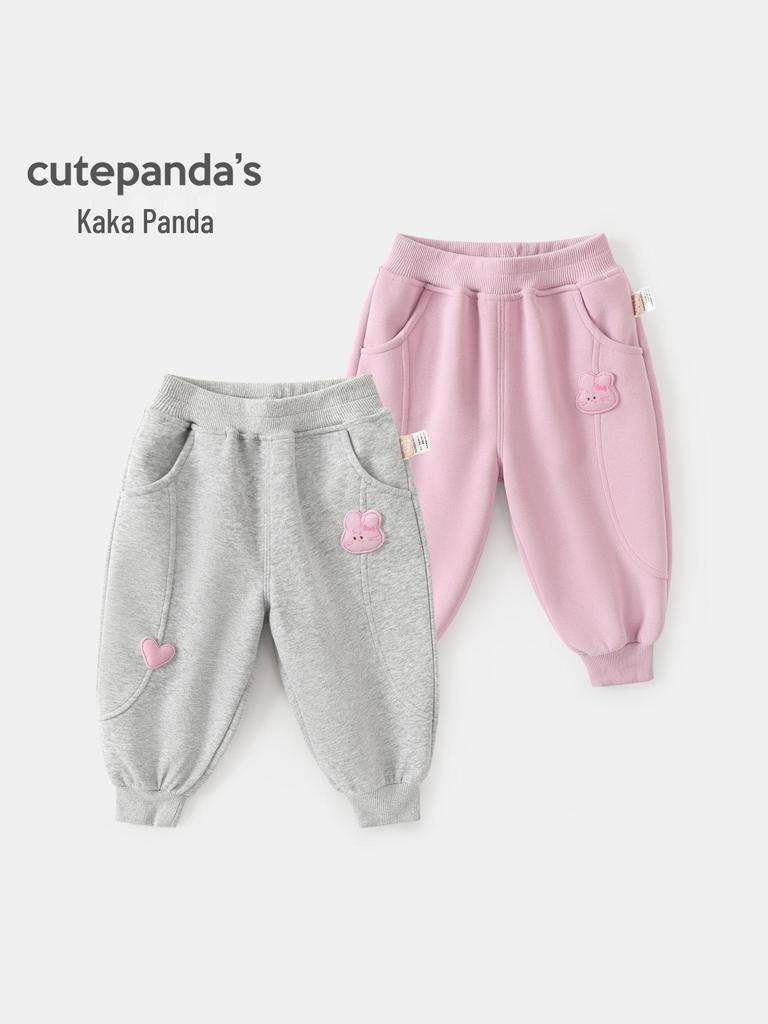 Kaka Panda Girls' Spring Style Sweatpants - Children's Trendy Casual Long Pants for Spring/Autumn