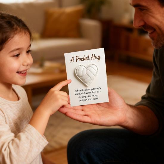 Yousheng Volleyball Heart Pocket Hug Handmade Encouragement Token Symbol of Teamwork Courage Inspirational Gift for Volleyball Lovers Family