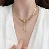 Gold Plated Butterfly Pendant Necklace with Snake Bone Chain and Tassel - Stainless Steel, Fashion Luxury for Women