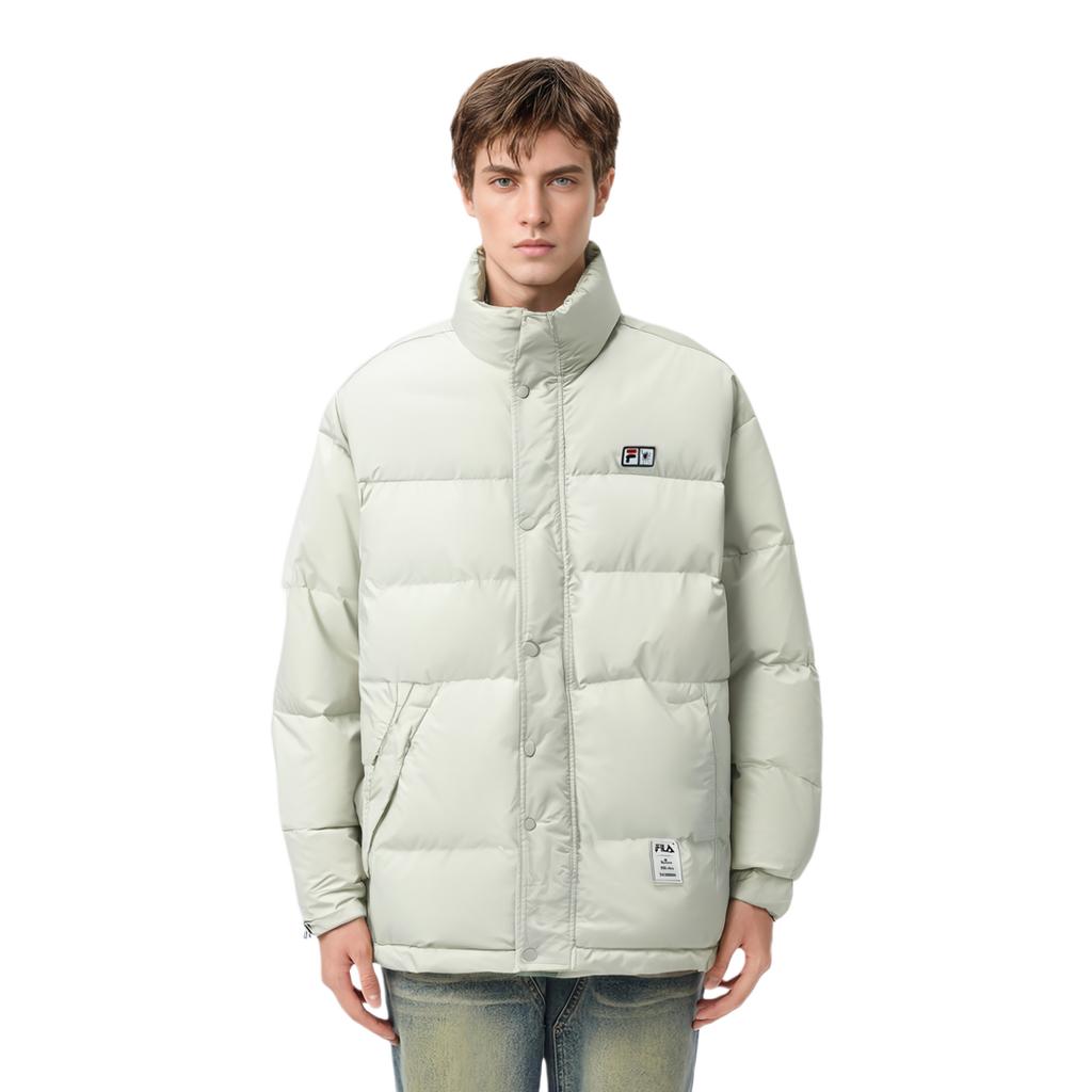 Fila Mihara Yasuhiro Collaboration Series Logo Embroidered Solid Color Sports Stand Collar Down Jacket Unisex Outerwear Antelope-White F11U143902F-IV