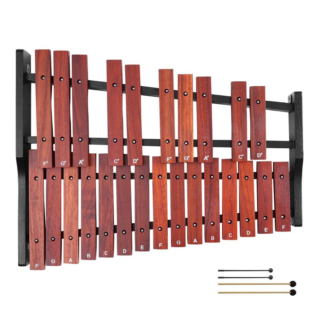 Glockenspiel Xylophone, 25 Notes, Wooden Professional Xylophone Percussion Instrument, with 4 Mallets, Carrying Bag, Beginner Glockenspiel Musical