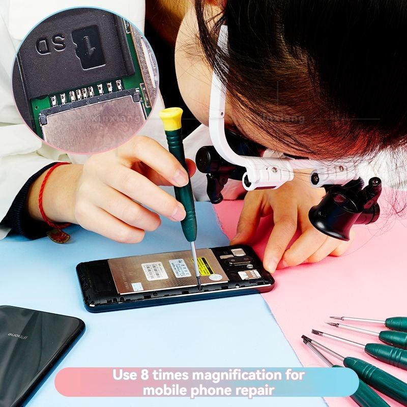 1PC Head Magnifier Clock Repair Engraving Glasses Antique Jewelry Identification 3 Group Magnification Led Lights