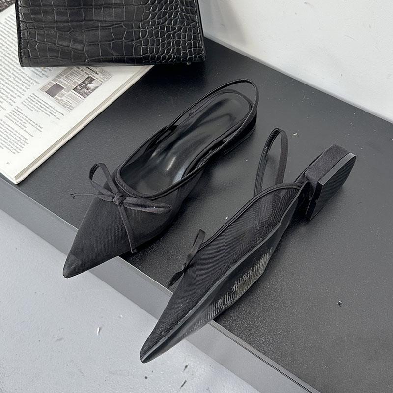 Fashion Big Size 43 Fashion Mesh Ladies Flats Sandals Shoes Shallow Female Butterfly-Knot Footwear Pointed Toe Women Flats Sandals Shoes