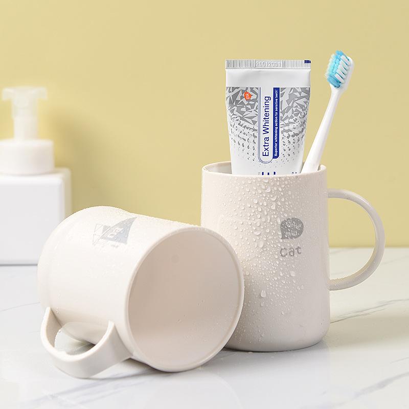 Nordic Style Plastic Toothbrush Holder Cup With Handle Modern Bathroom Mouthwash Cup For Home Hotel Travel