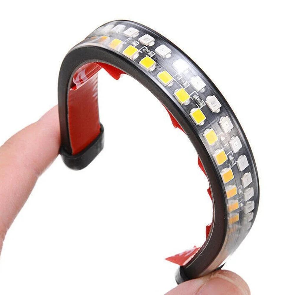 20/30/40cm Motorcycle LED Flowing Turn Signal Indicator Lights Red Strobe Brake Light Tail Lamp Strip Decor Driving Lamps