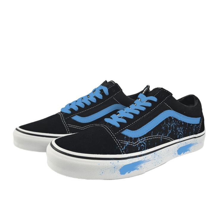Vans Old Skool Abrasion Resistant Low top Skateboard Shoes Unisex Black Blue VN000D3HY28(Team183-)