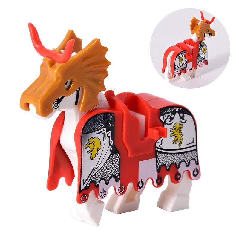 Jednotlivě prodávaný středověký rytíř římský válečný kůň Rohan zvíře stavebnice akční figurky DIY hračky pro děti dárky