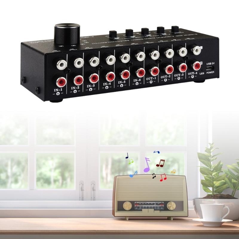 6 in 4 Out Sound Switcher Stereo Sound Switching Signal Source Switcher Selector Splitters Box Sound Signal Switching
