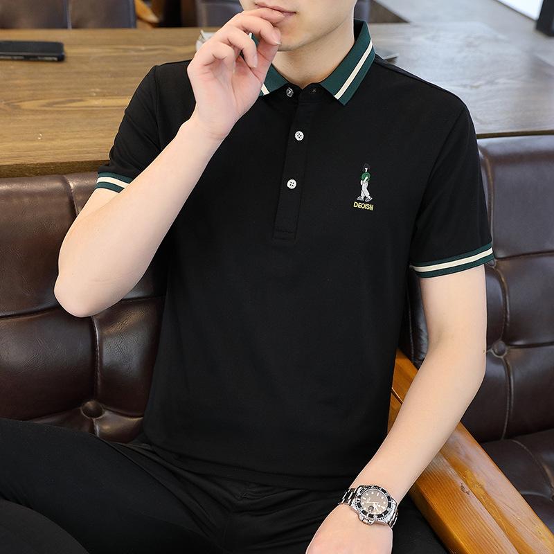 Men's Short Sleeved T-shirt Thin Business Lapel Men's Casual Short Sleeved Polo Shirt Shirt