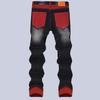 Herrsvarta Skinny Fit Ruvade Denim Tapered Byxor