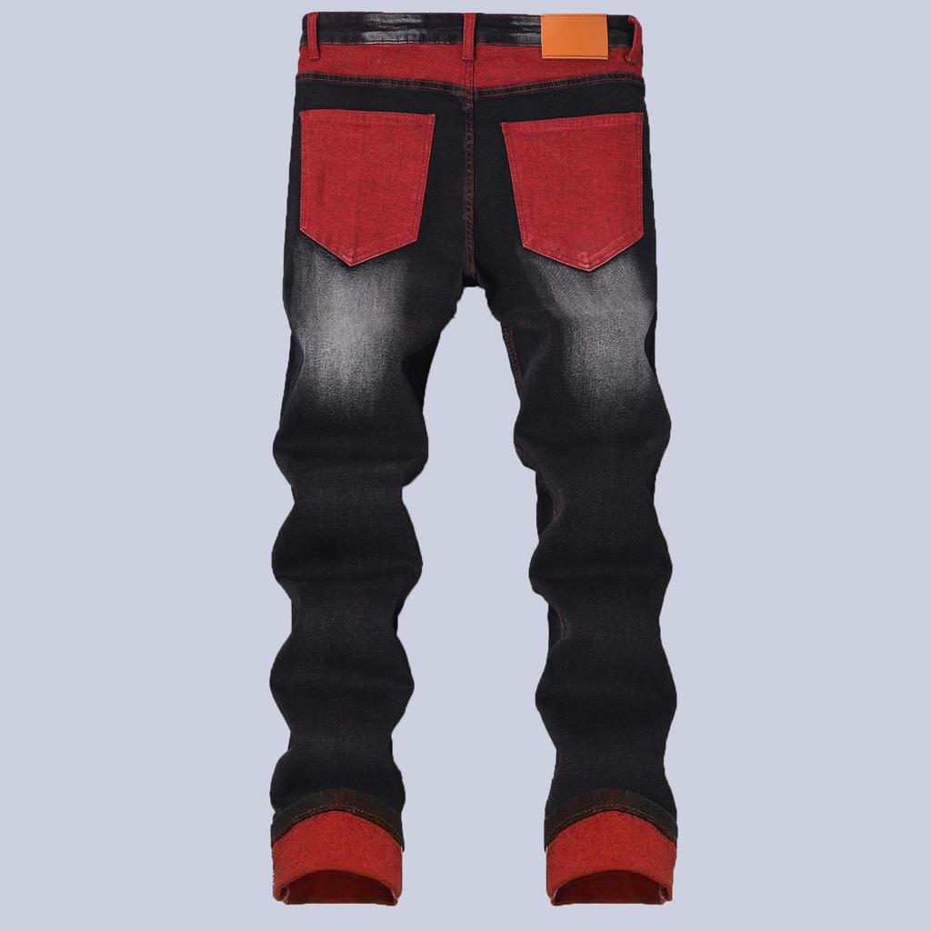 Herrsvarta Skinny Fit Ruvade Denim Tapered Byxor