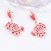 Fashion Summer Beach Vacation Style Cute Color Crab Shape Earrings Women's Unique Earring Female Jewelry
