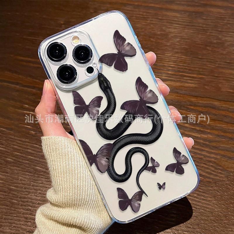 Colorful butterfly iPhone16ProMax/15/14/13 series mobile phone case 11/12 transparent 17ProMax soft