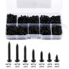 500pcs M3 Black Self Tapping Screws Pan Head Cross Self Drilling Wood Assortment Kit 6-20mm Carbon Steel Screw for DIY Projects