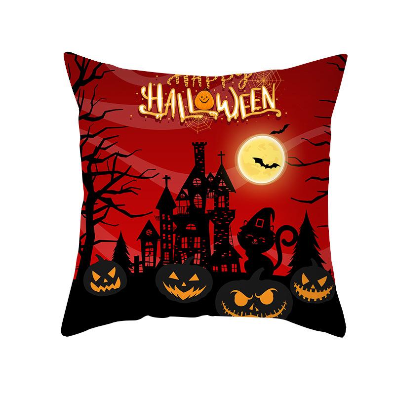 Halloween Spider Pumpkin Castle Print Cushion Cover Home Living Room Sofa Decoration Polyester Pillow Cover 45x45cm