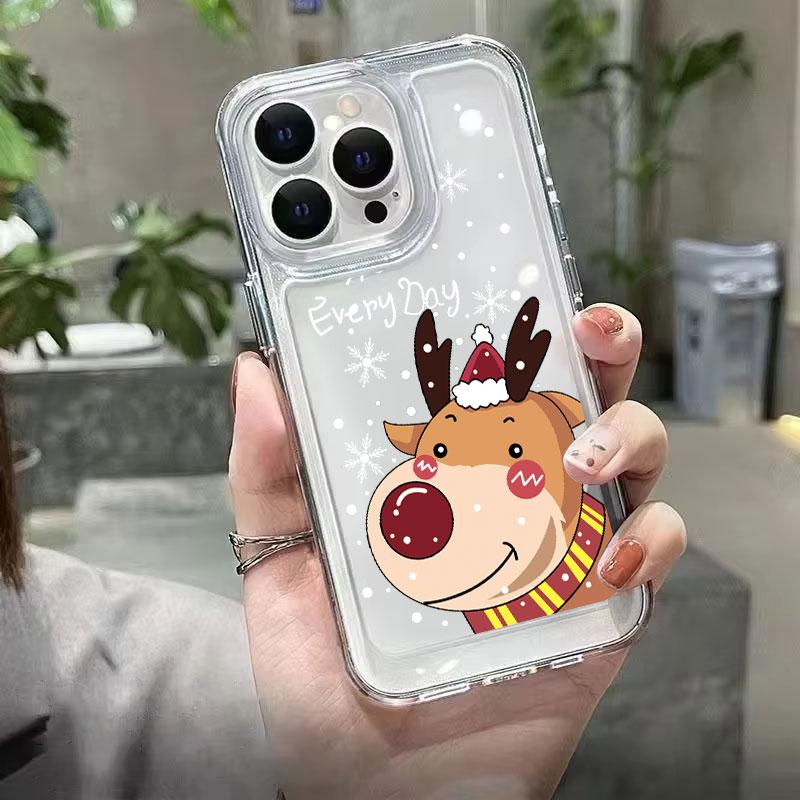 Santa Claus Elk Snowman Christmas Phone Case For iPhone 13 11 12 14 15 16 Pro Max Plus 12 13 Mini XR 8 7 Plus SE 2022 X XS Cover