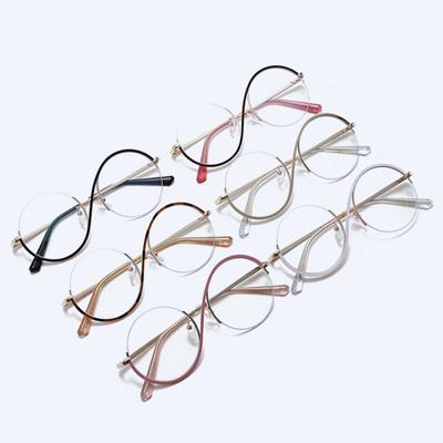 Witch Glasses Iconic Design Flat Mirrors Lightweight Metal Frame S-Shaped Legs Round Eyeglasses