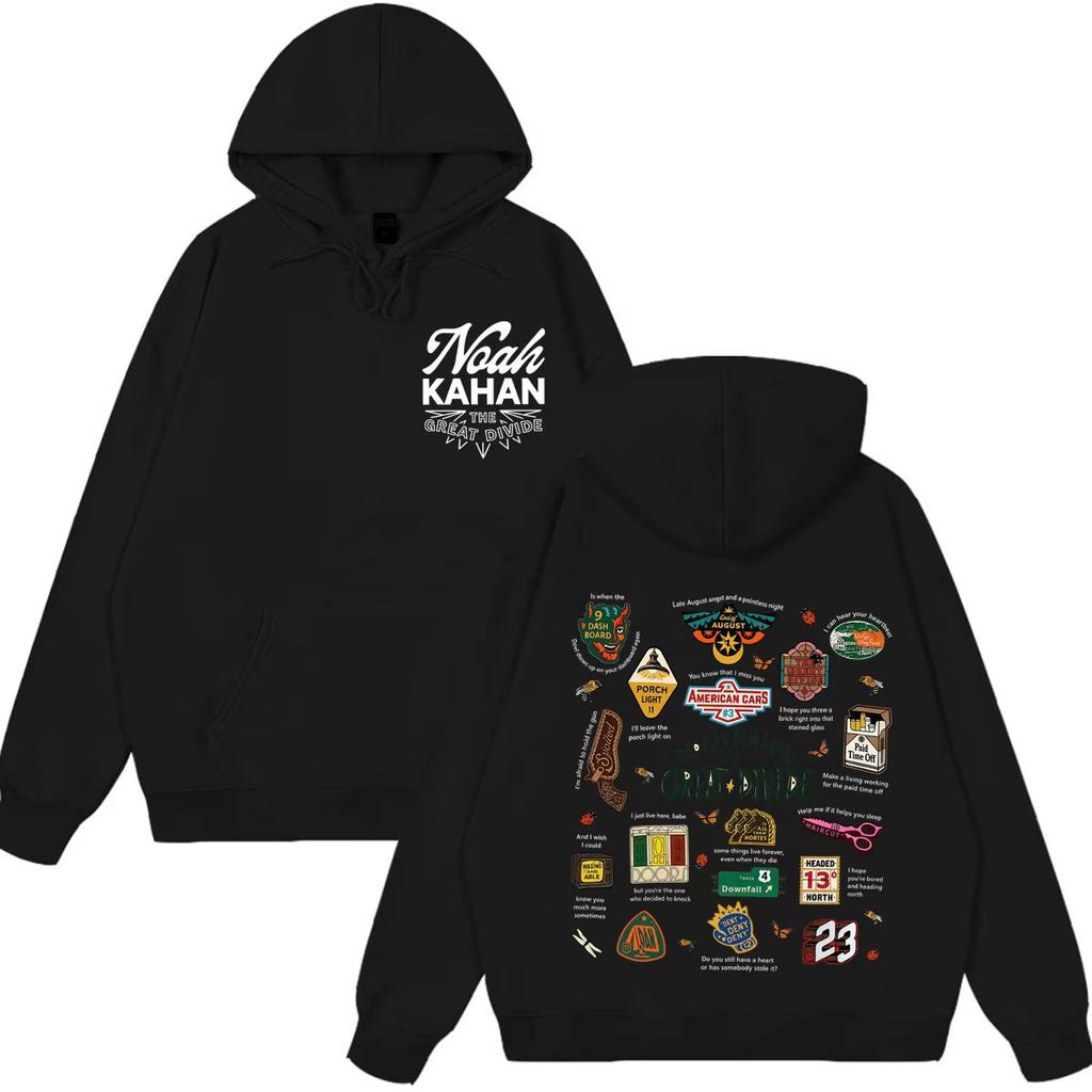 Noah Kahan The Great Divide Tour 2026 Felpa con Stampa Grafica Uomo Donna Felpa alla Moda Maniche Lunghe Felpa Morbida in Cotone