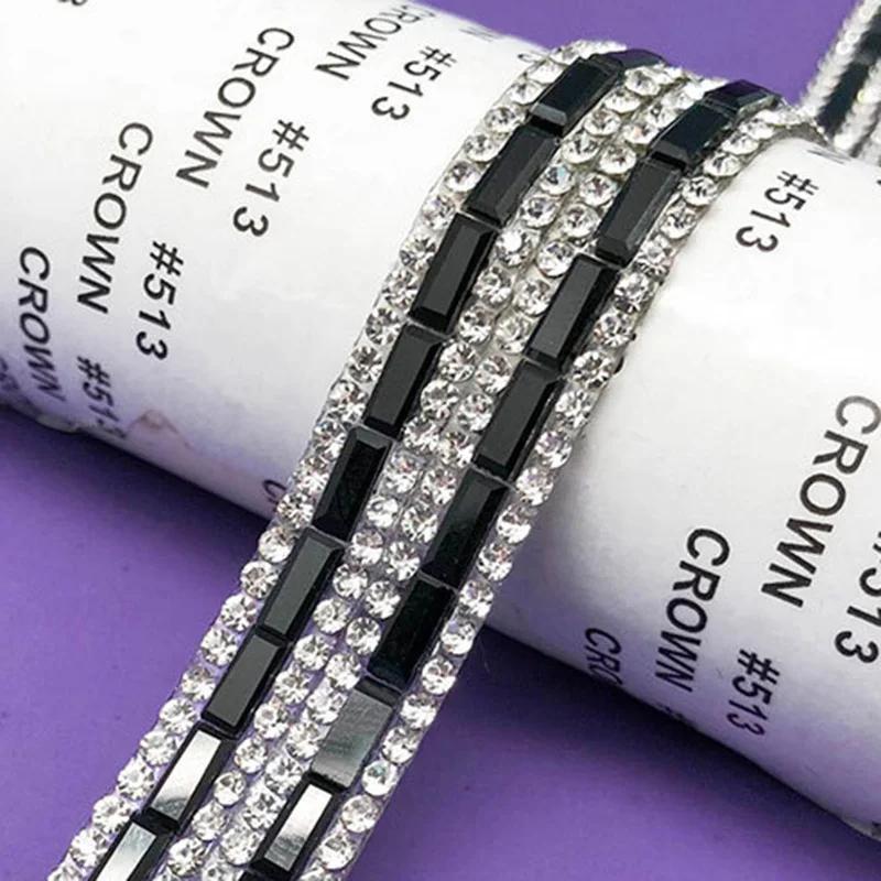 1 Yard Glass Rhinestone Trim Strip Chain Crystal Ribbon Applique Strass Banding for DIY Clothes Shoes Car Beauty Home Decoration