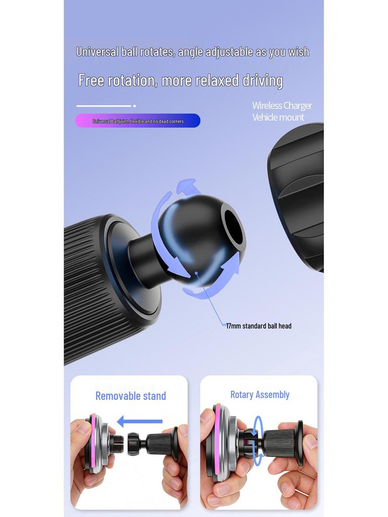 2026 Magnetic Smart Fan Car Phone Holder with Ambient Light & Wireless Fast Charging