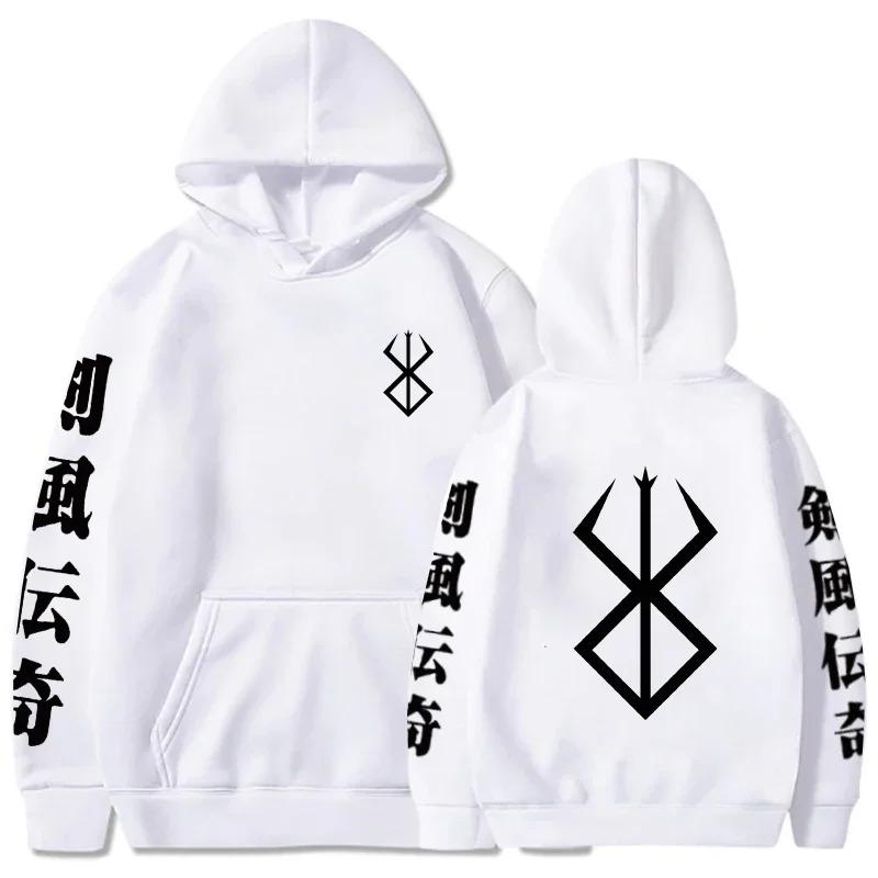 2024 Hot Anime Berserk manga Logo Hoodies Hip Hop Long Sleeve Casual Loose Print Anime Unisex oversized sweatshirt