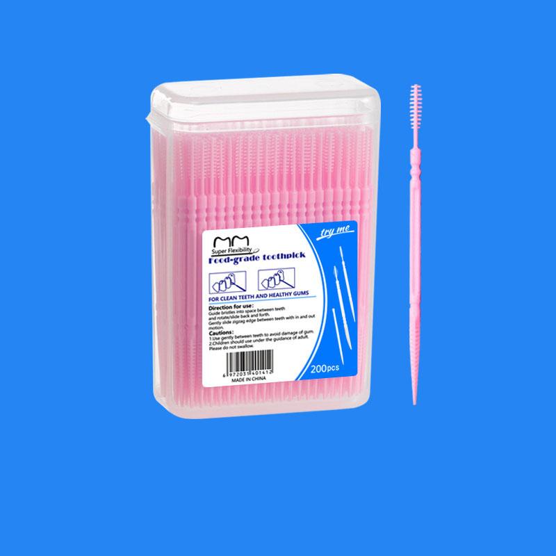 200 Pcs /box Double-ended Disposable Dental Floss Toothbrush Toothpick Oral Hygiene Care Family Boxed Portable Set