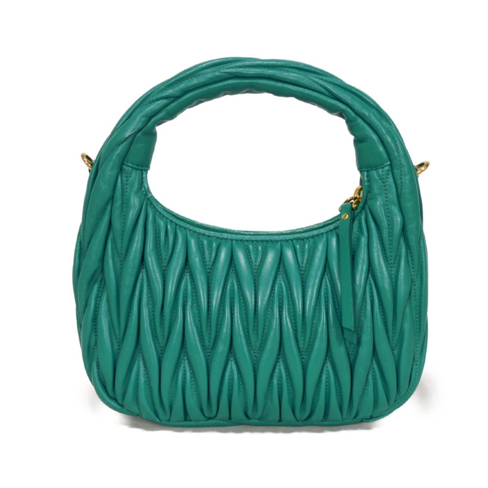 Used Wonder Matelasse Hobo Bag (12166), 5BC125 N88 F0K41 7922, with RFID, Green, 2-Way Logo, Laguna, Women's from Japan