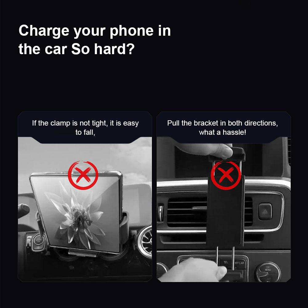 Bezdrátová nabíječka do auta Jednodotykový otočný držák telefonu do ventilace auta Rychlé nabíjení Držák mobilního telefonu pro smartphone/tablet/skládací telefon