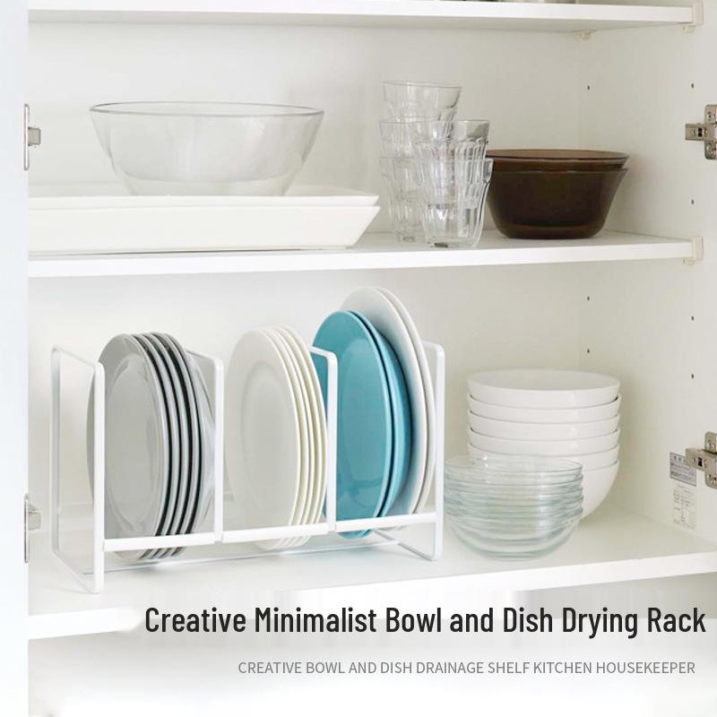 Japanese-Style Metal Dish Organizer: Cabinet Storage Rack for Plates, Bowls, Cutlery, and Chopsticks