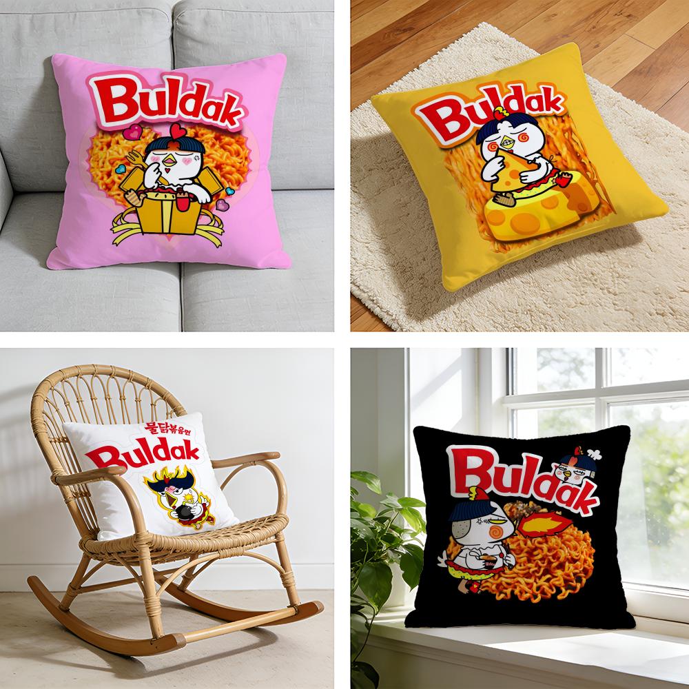 Kwaii Anime BBuldak RameSn Cushion Cover Short Plush Pillowcase for Bed Sofa Carwashable