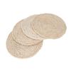 4pcs Round Placemat Corn Husk Original Color Decorative Woven Insulation Table Mat for Home Dining