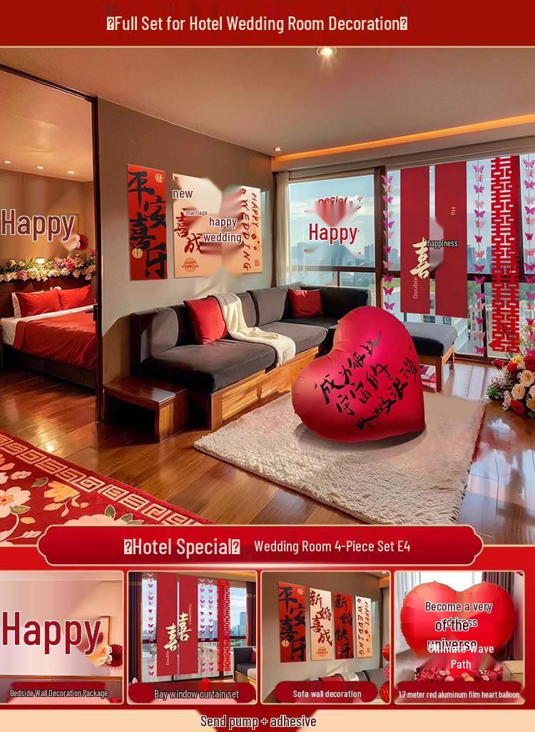 Complete Wedding Room Decoration Set: Bride s Dowry and Ceremony Ornaments