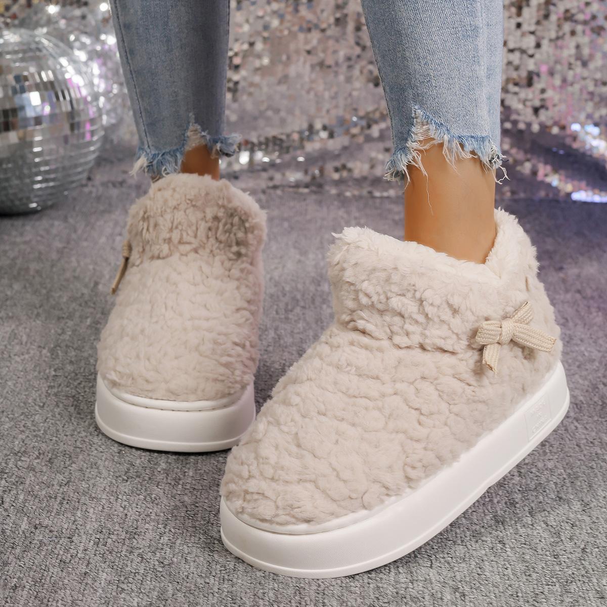 Женские сапоги зимние теплые домашние хлопковые туфли женские модные мягкие пушистые — фото 4