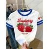 Womens Short Sleeve Color-Block Fresh Raspberry Print Y2k T Shirt Girl Round Neck Tee Outdoor Sports Adult Women's T-Shirt