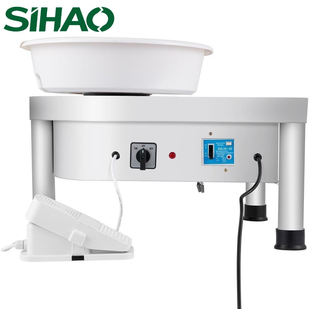 SIHAO Pottery Wheel Ceramic Wheel Forming Machine 60-300 RPM Speed Adjustable Foot Pedal Adjustable Lift Leg Detachable Basin