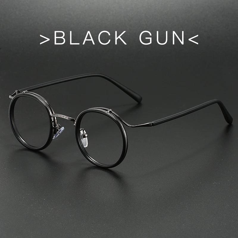 Retro Brand Design Luxury Round Frame Glasses Frame For Men Women Ultralight Stainless Steel Alloy Anti Blue Light Eyeglasses