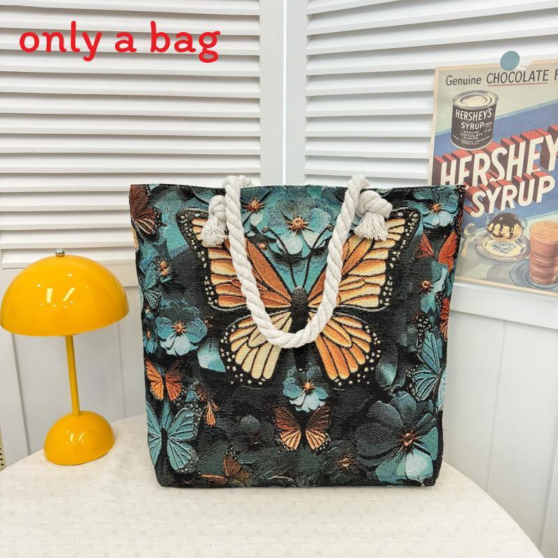 Canvas Embroidered Shoulder Bag With Large Capacity For Casual Daily Use