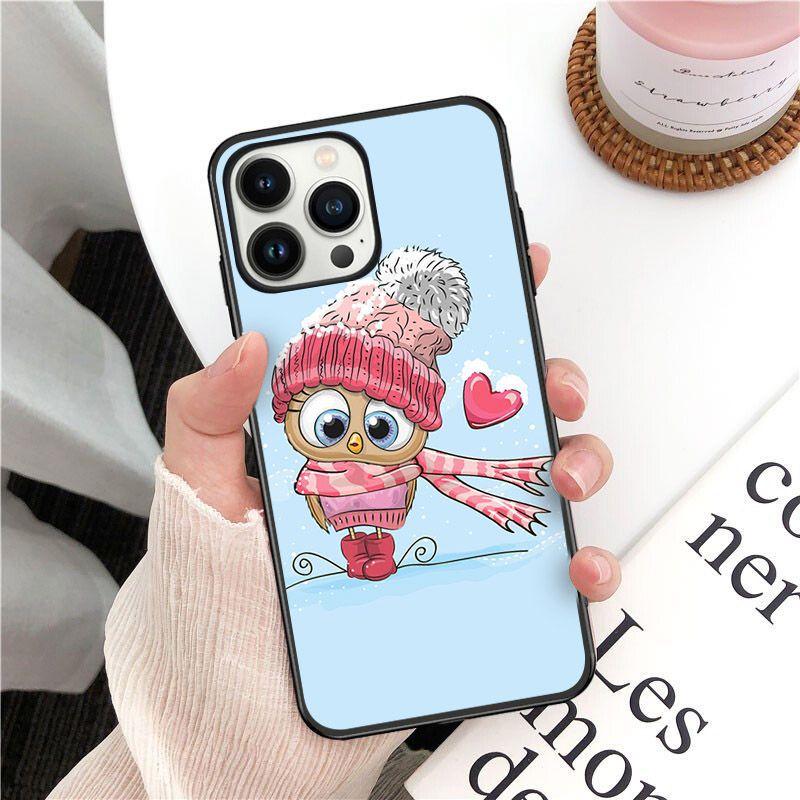 

Funda Cute Owl Hearts Lover Рождественский чехол для телефона для iPhone 14pro 11pro 12 13pro max 5S 6s xs 7 8plus SE xr 12mini Coque Чехлы Iphone 14PRO MAX