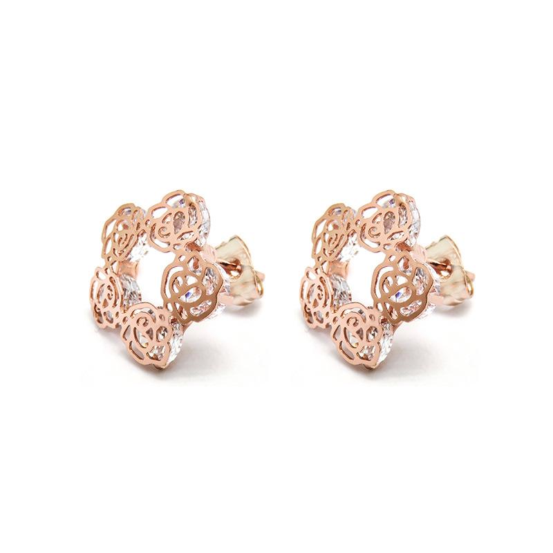 

Новые серьги из розового циркония для женщин, милые маленькие свежие цветочные серьги, индивидуальные простые серьги в стиле ретро